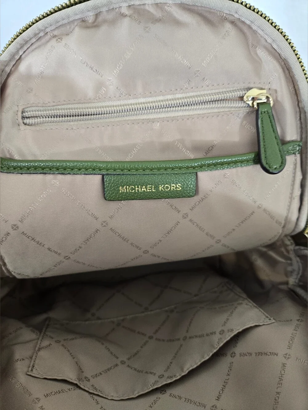 Michael Kors Erin Medium Backpack Purse Evergreen Polished Career Collegiate